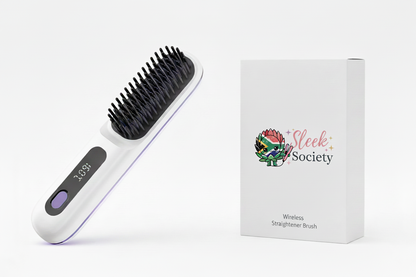 Sleek Society Wireless Straightener Brush - Bold Black Text